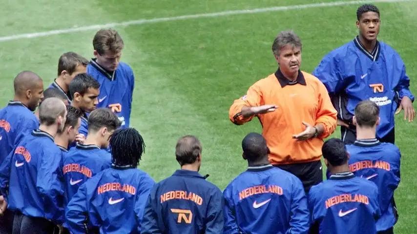 Guus Hiddink, a former Dutch coach, coaches the Dutch national team based on analysis and strategy.